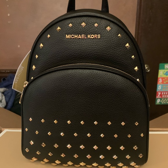 abbey medium studded pebbled leather backpack